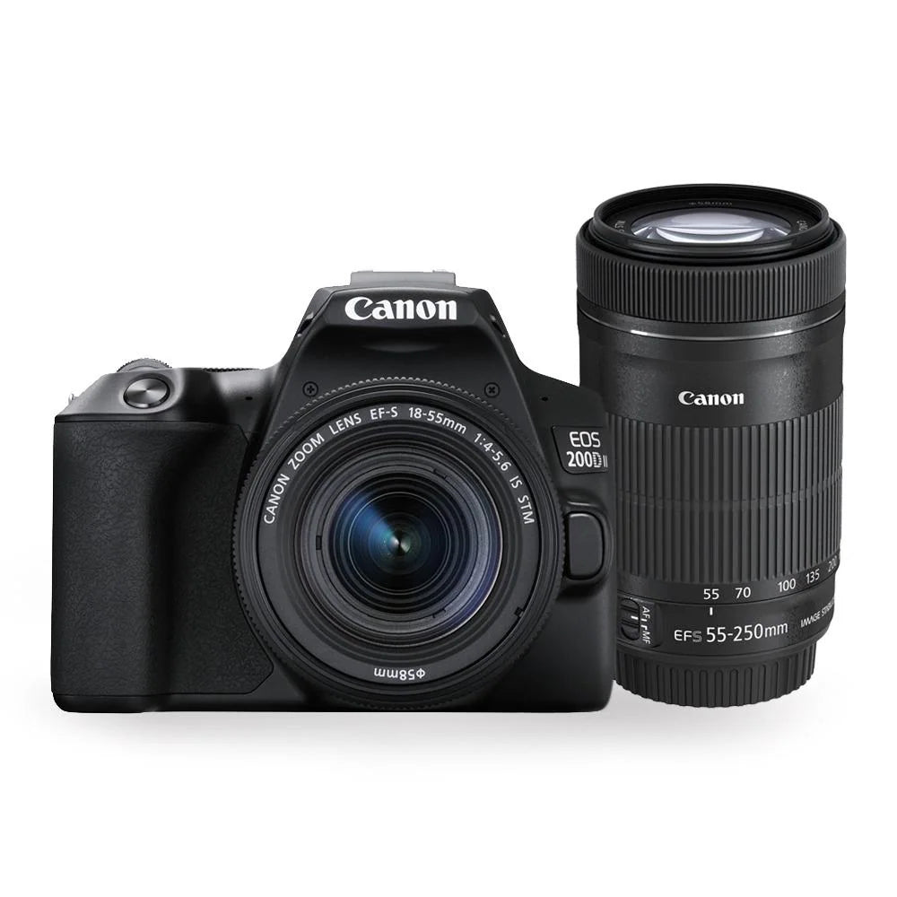 Canon EOS 200D II 24.1MP Digital SLR Camera + EF-S 18-55mm is STM Lens + EF-S 55-250mm is STM Lens (Black) - cambuy-lives Canon EOS 200D II 24.1MP Digital SLR Camera + EF-S 18-55mm is STM Lens + EF-S 55-250mm is STM Lens (Black) - cambuy-lives